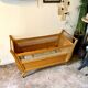 Children's bed in wood and wicker woven on wheels 1960