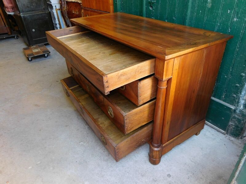Commode empire en noyer d'epoque du xix ème siecle