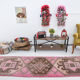 Tapis herki runner rose et marron 3x10, 307x88cm