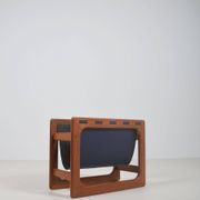 Danish magazine holder in teak and leather by Salin Møbler, 1970s