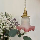 Vintage tulip ride in pink and white frosted glass
