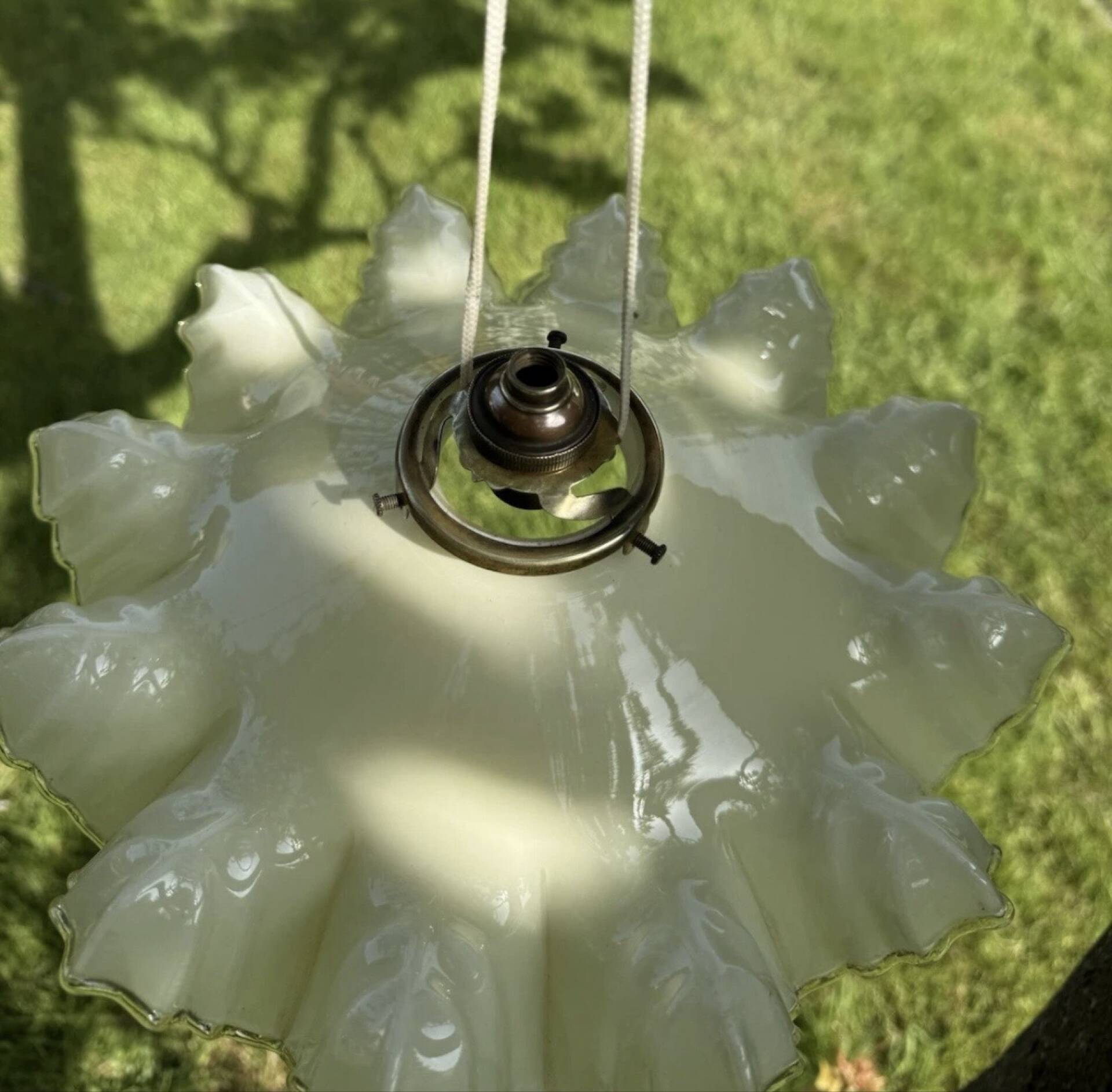 Vintage pleated glass lace lampshade ceiling light