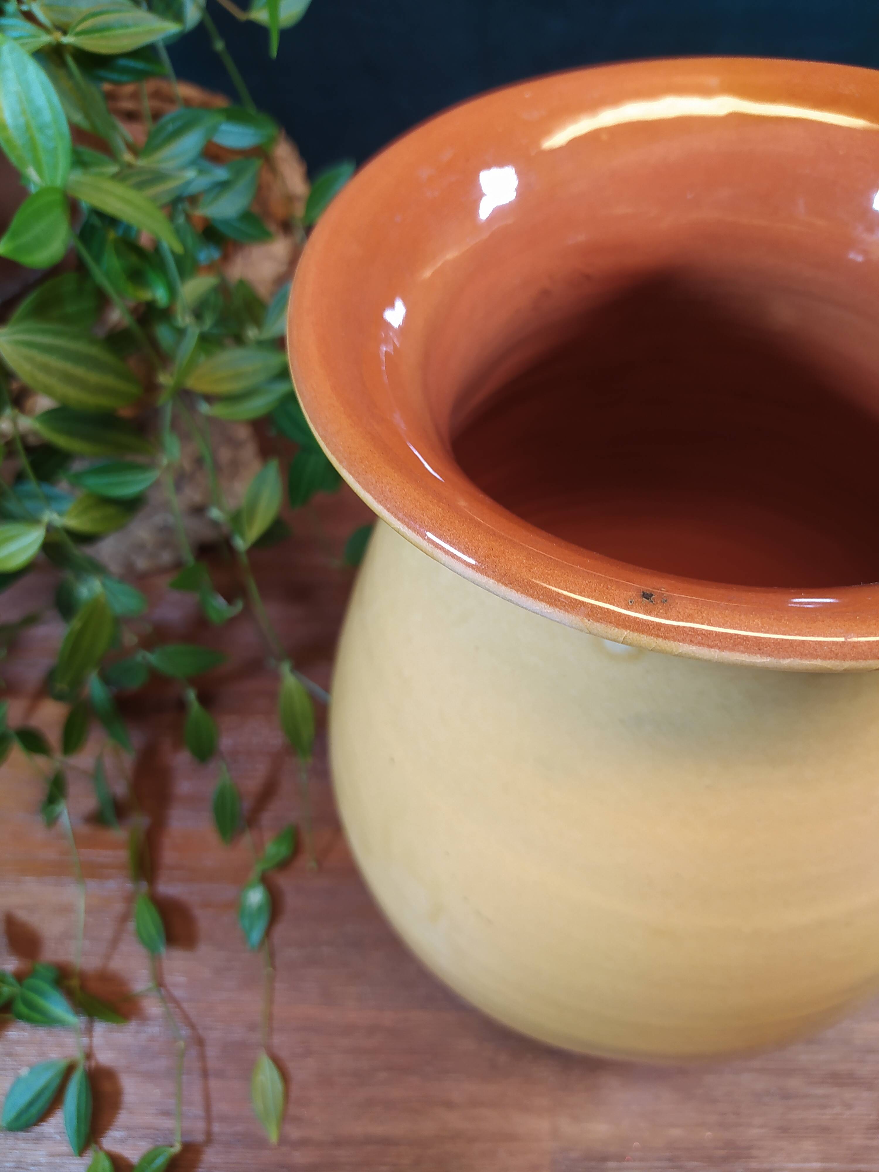 Vintage mustard yellow stoneware vase