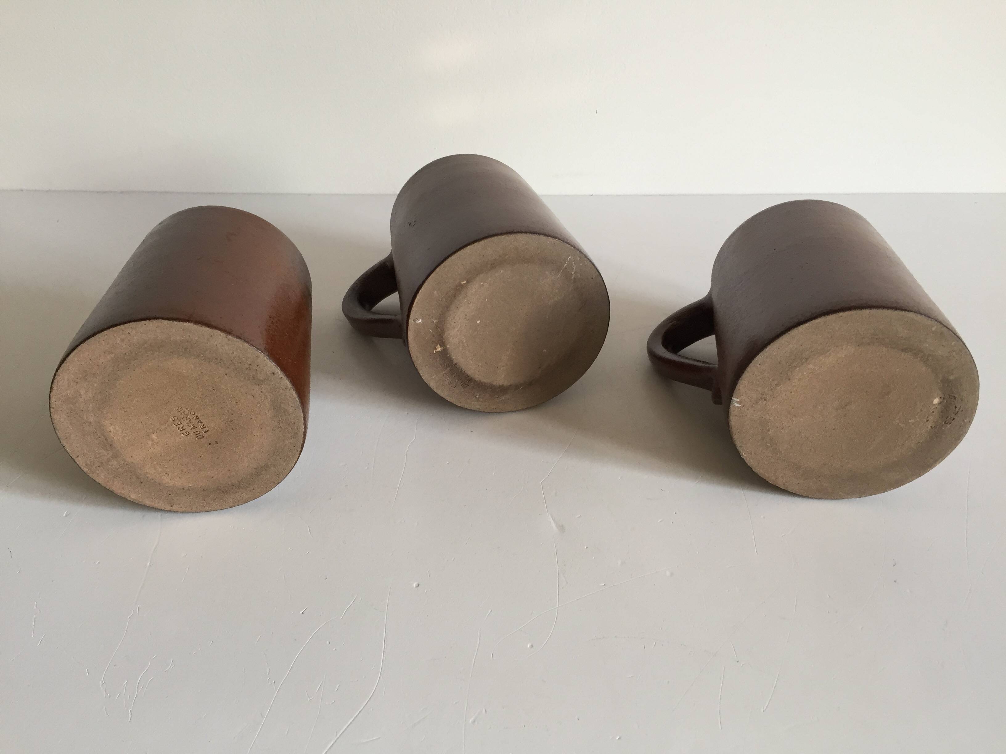 3 vintage marais stoneware mugs