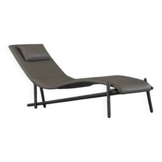 Donovan grey leather chaise longue by Giuseppe Viganò for Cattelan, Italy 2000s