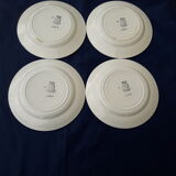 4 hollow plates in earthenware from Saint Amand model 3015 blue pink pattern diam 19.2 cm