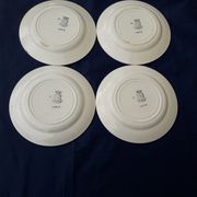 4 hollow plates in earthenware from Saint Amand model 3015 blue pink pattern diam 19.2 cm