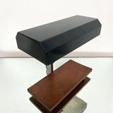 1950s desk lamp with teak base and grey lacquered metal