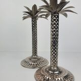 Pair of Palmtree design candle holders