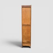 Parisian wardrobe with bevelled glass, blonde oak, Art Deco 1930.
