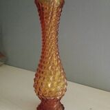 Vintage Ancien Vase En Verre d'Empoli Pointes Diamant