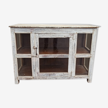 Small old white wooden display case