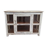 Petite vitrine ancienne en bois blanc