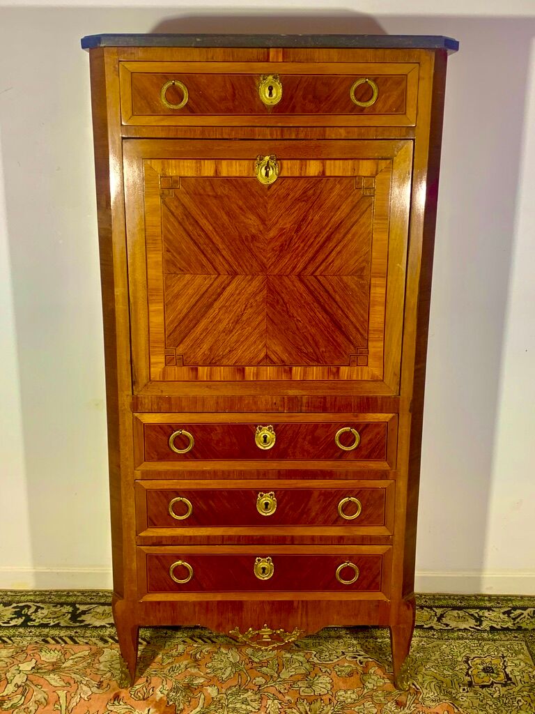 Transition style secretary, rosewood, gilded bronzes