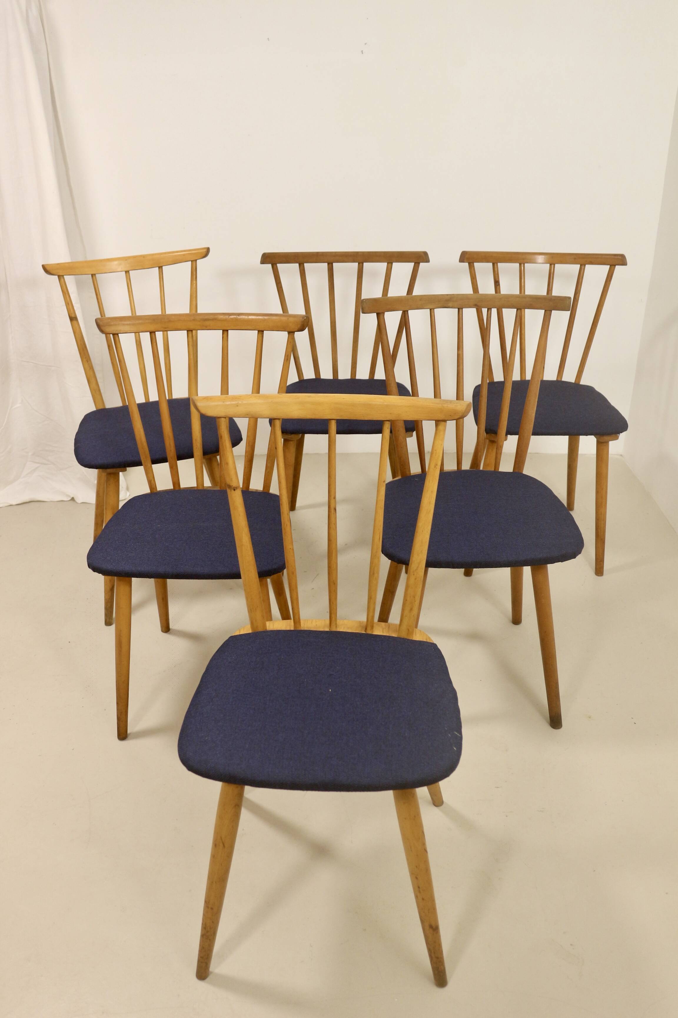 Set of 6 vintage Scandinavian chairs with bars from the 60s. Ref SINNO