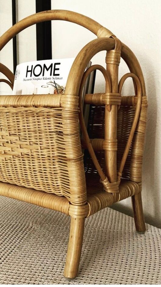 Vintage rattan magazine holder