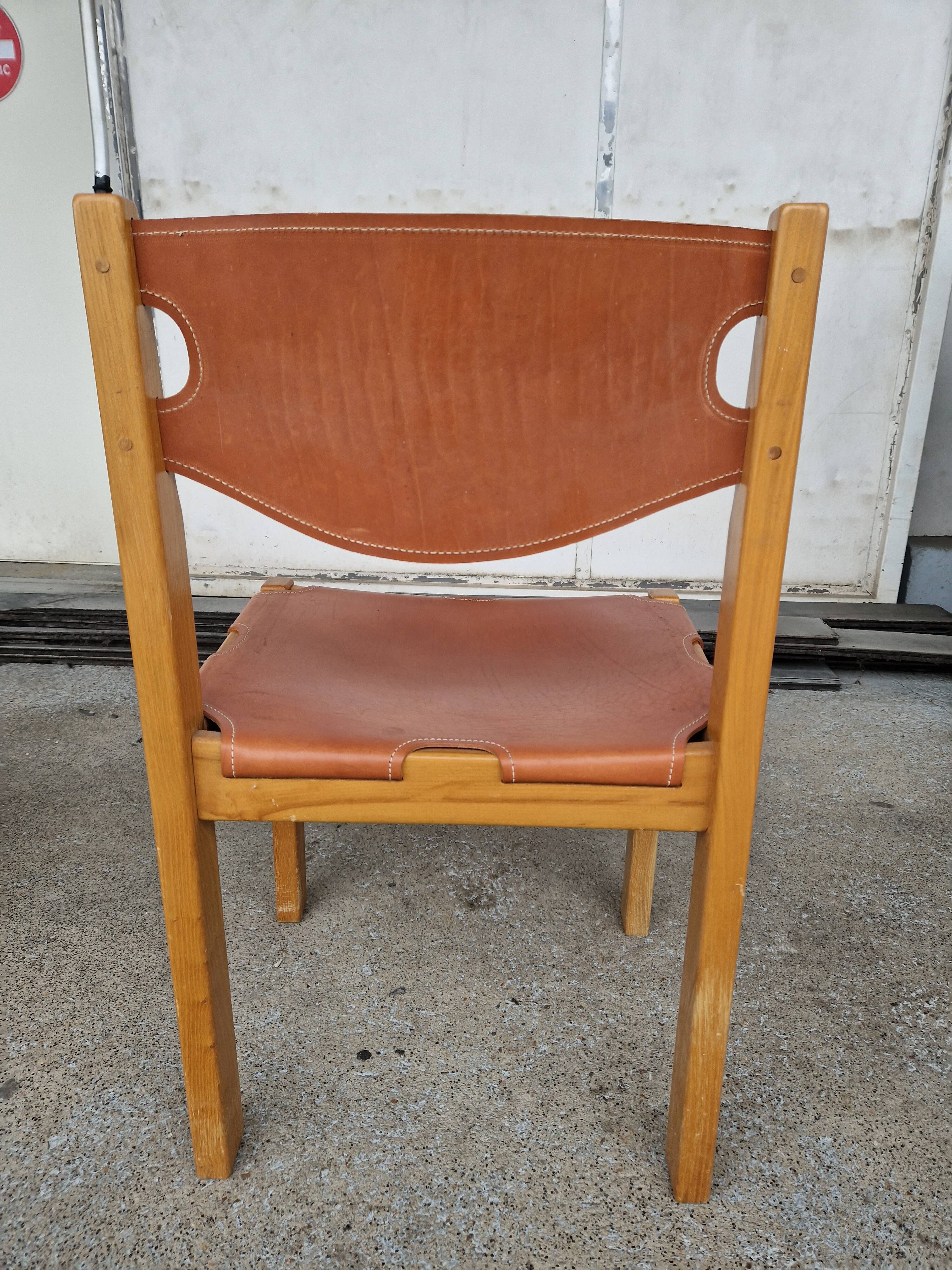 Vintage elm chair by Maison Regain, France 1980