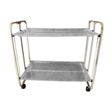 Gold-plated aluminum and structured lucite serving trolley circa 1970