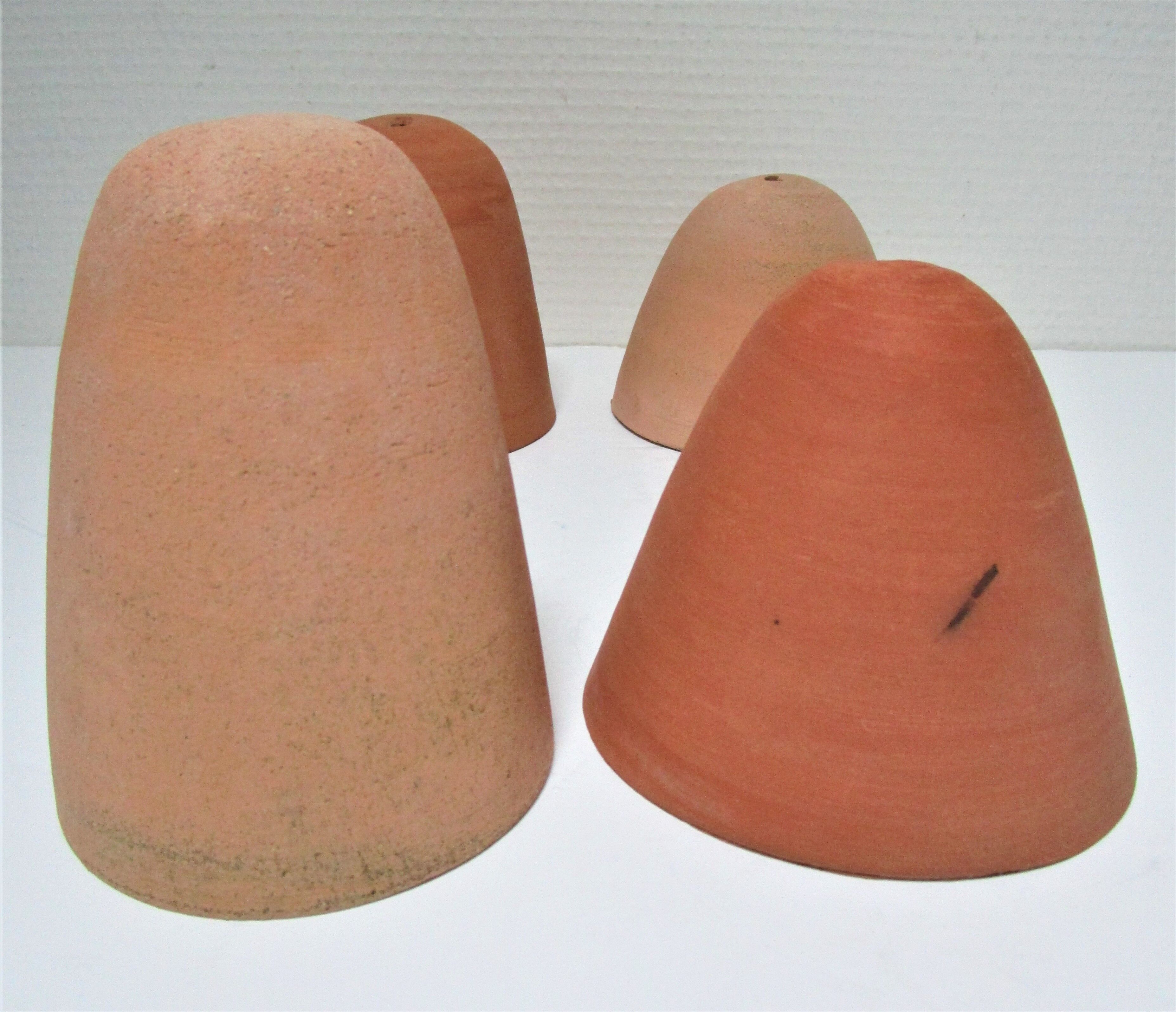Four bells for seedlings in vintage terracotta