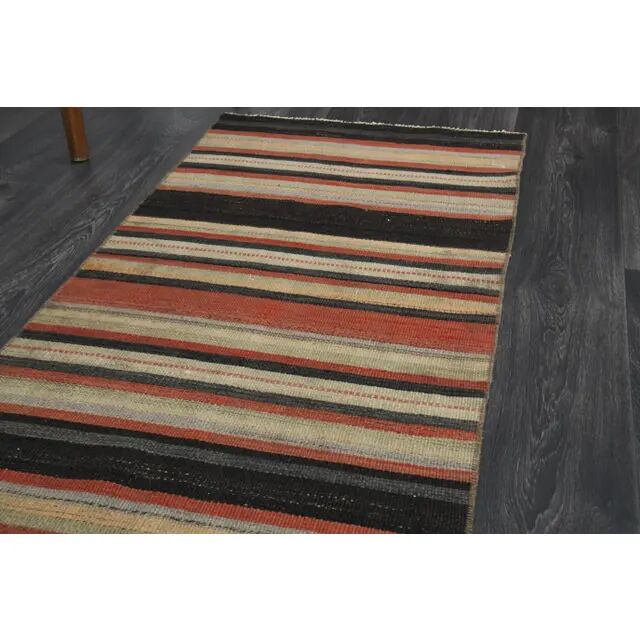 1970s Turkish Oushak Handmade Wool Cotton Beige Runner Rug 64x255