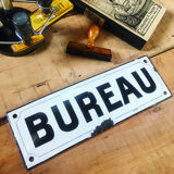 Large enamelled curved plate "BUREAU. 1910/1920s. French interior. Interior decoration. Vintage.