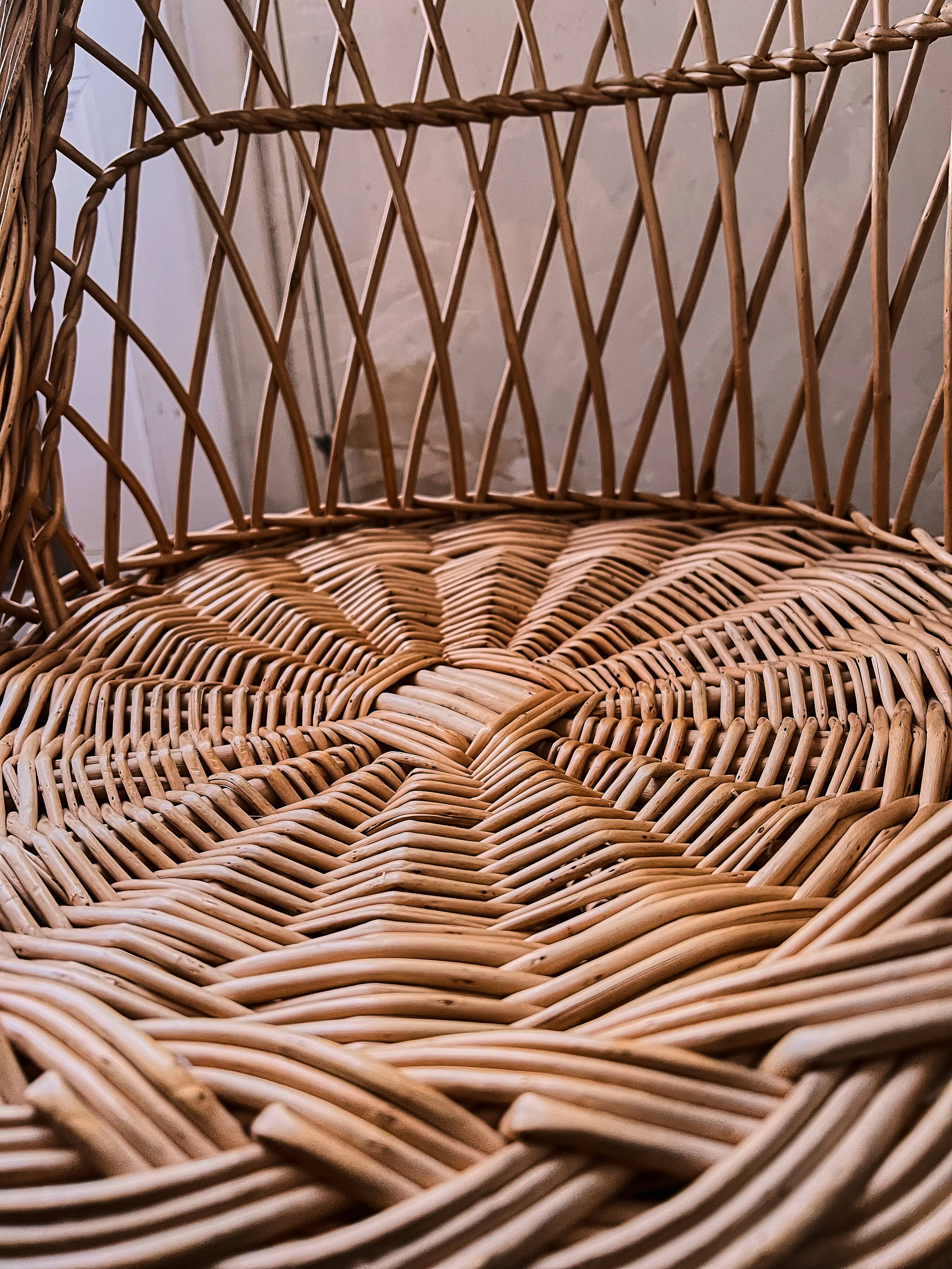 Old Emmanuelle Style Rattan Armchair Late 19th Century