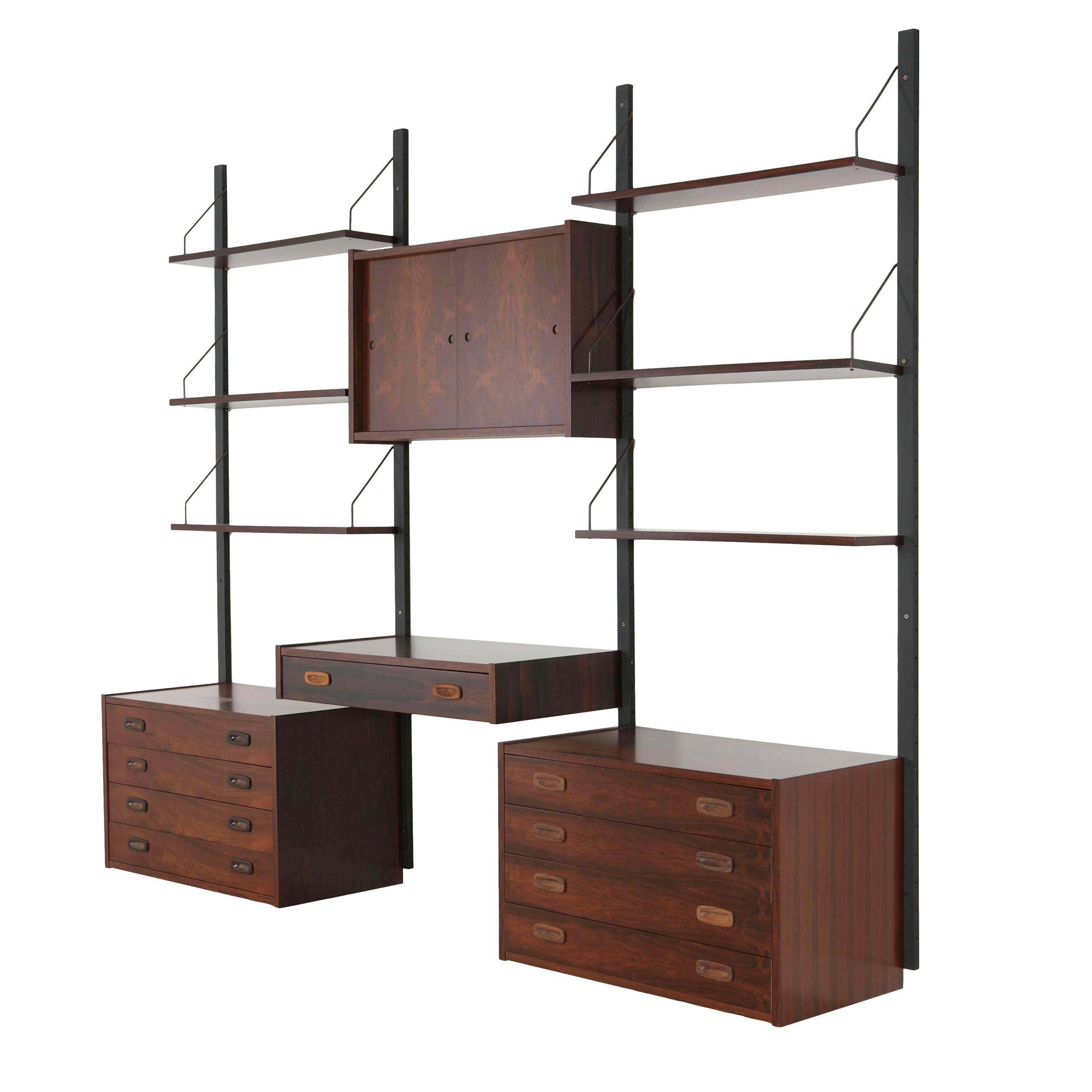 PS System Modular Shelving, Rosewood Veneer, Danish, 1960s