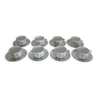 Service thé/chocolat porcelaine Limoges Haviland - Modèle torse Margaux - 8 pers