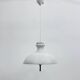 Vintage glass hanging lamp with metal shade minimalist design, 1970s