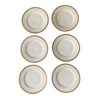 Assiettes plates en porcelaine de Limoges et dorure