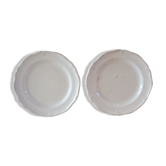 2 ivory plates with godrons