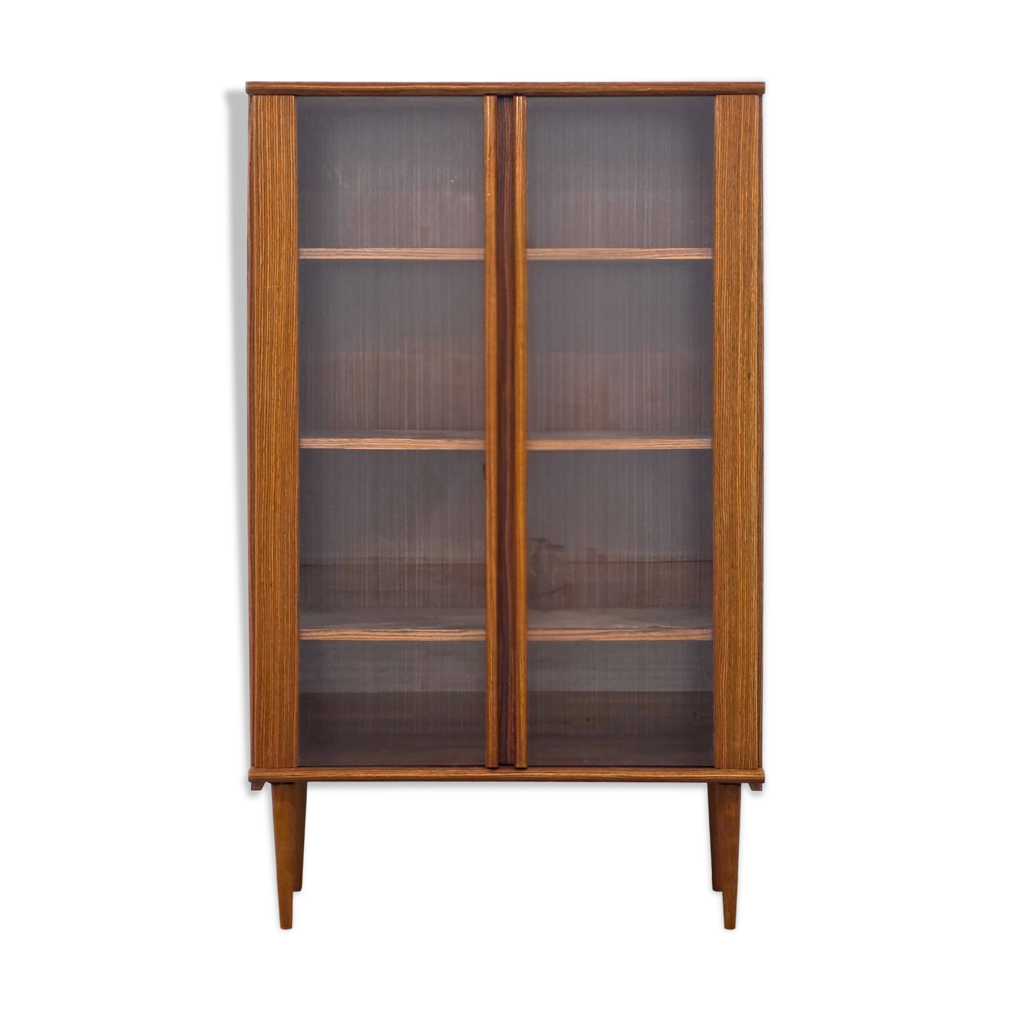 Bibliothèque vitrée scandinave en bois, années 1960
