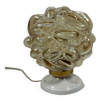Bubbled glass wall light - amber - Vintage 70s design - Helena Tynell