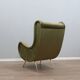Fauteuil italien des années 1950 style Senior Zanuso en velours vert.