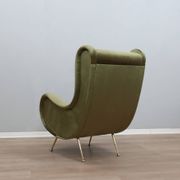 1950s Italian armchair Senior Zanuso style green velvet