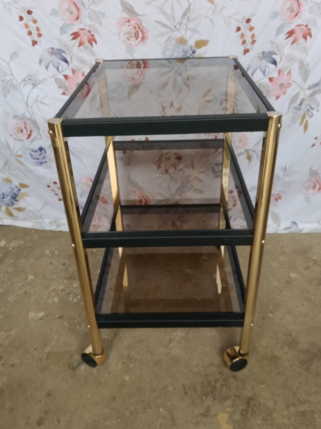 Metal and smoked glass trolley erard (france)