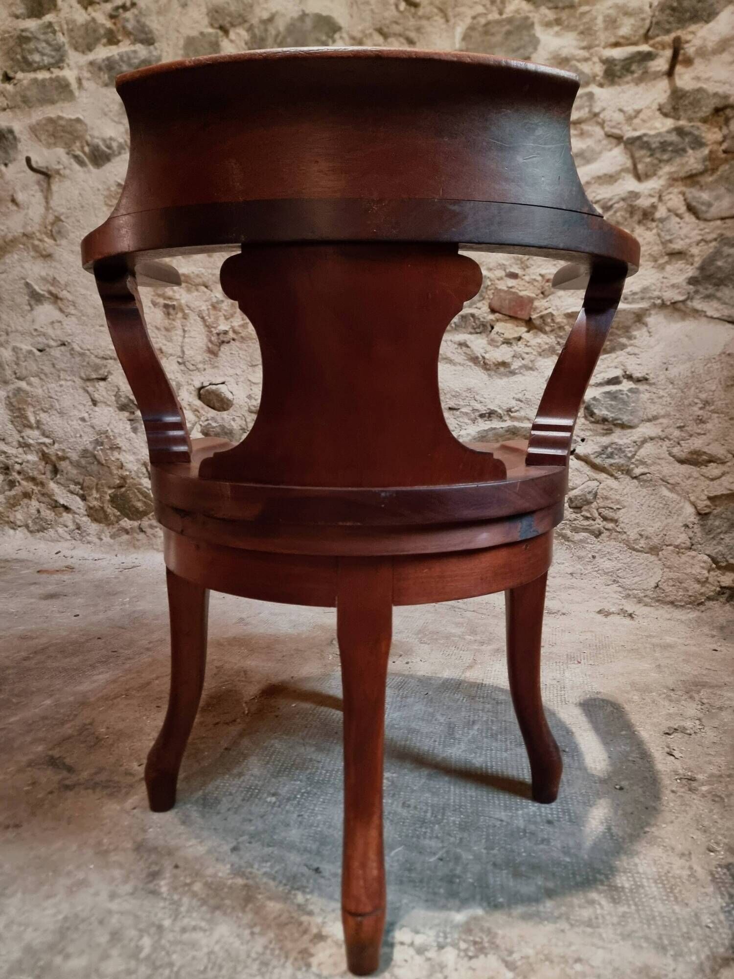 Antique wooden office chair – swivel captain's chair – walnut chair – early 1900s