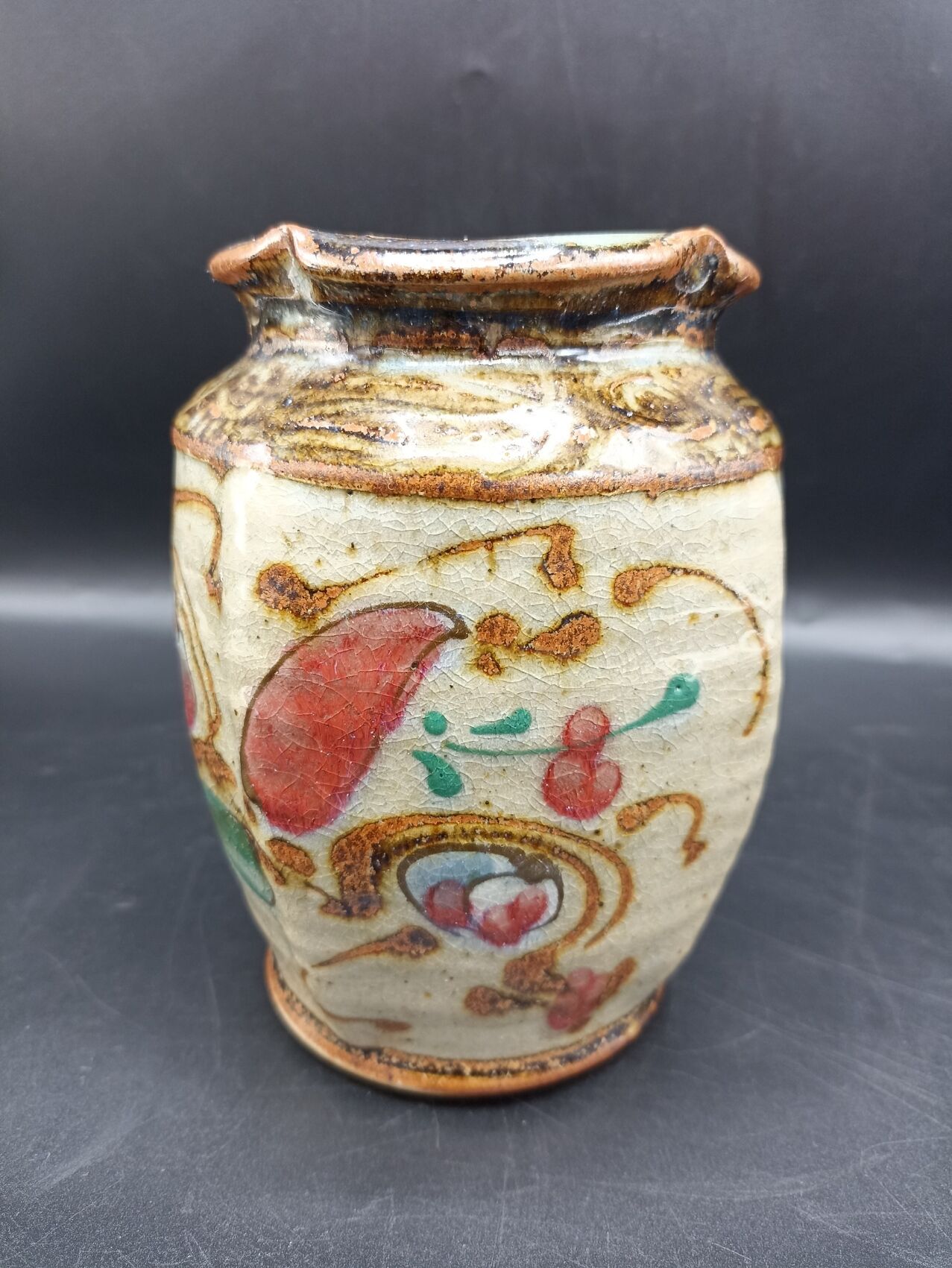 Enamelled stoneware vase Love in cage