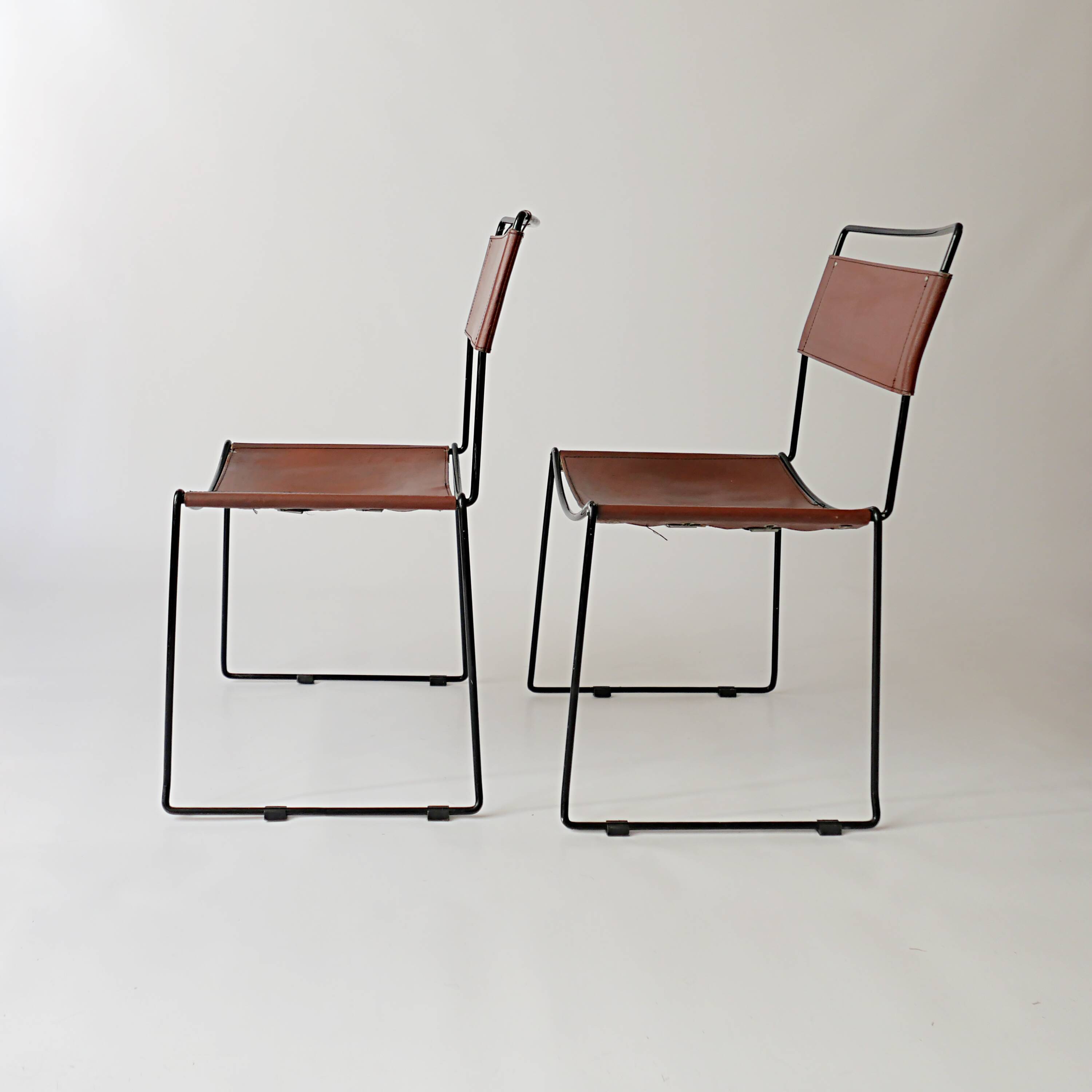 Stacking Chairs by Giandomenico Belotti for Alias, 1980s in leather