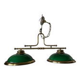 Lighting, billiard chandelier in brass and opaline