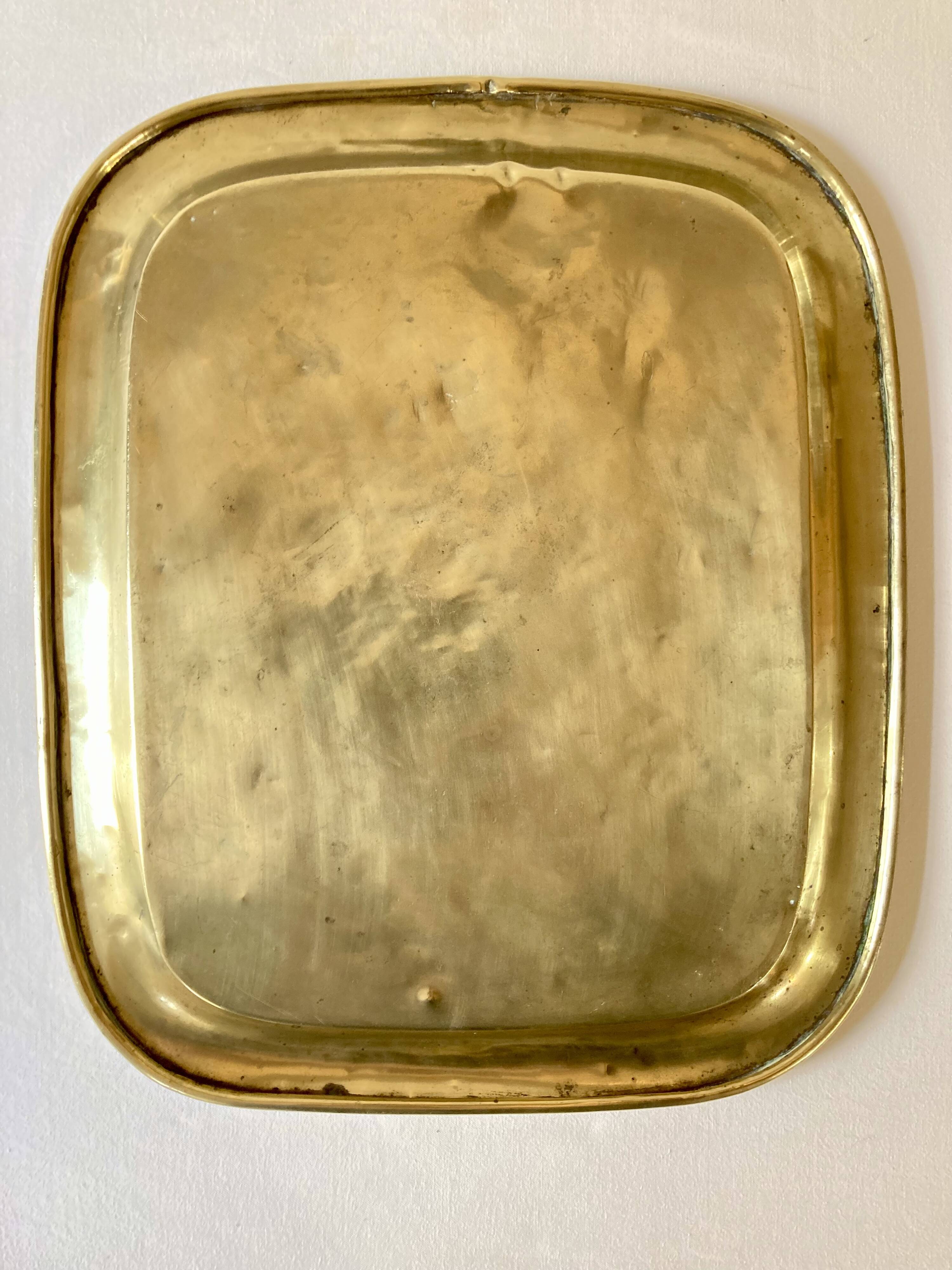 Duo of solid brass trays