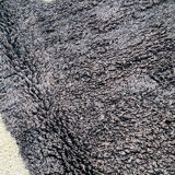Ancient Berber rug in ecru and black violet, 100% pure virgin wool.