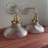 Pair of holophane tulip wall lights