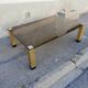 Vintage coffee table smoked glass and golden feet