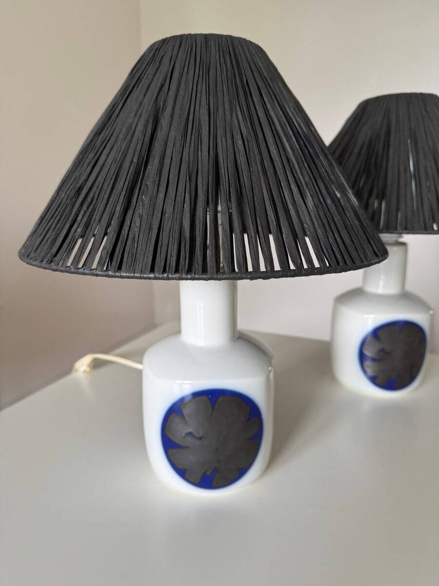 Paire de lampes de table en porcelaine, Bing & Grøndahl, Danemark, années 1960, ensemble de 2.