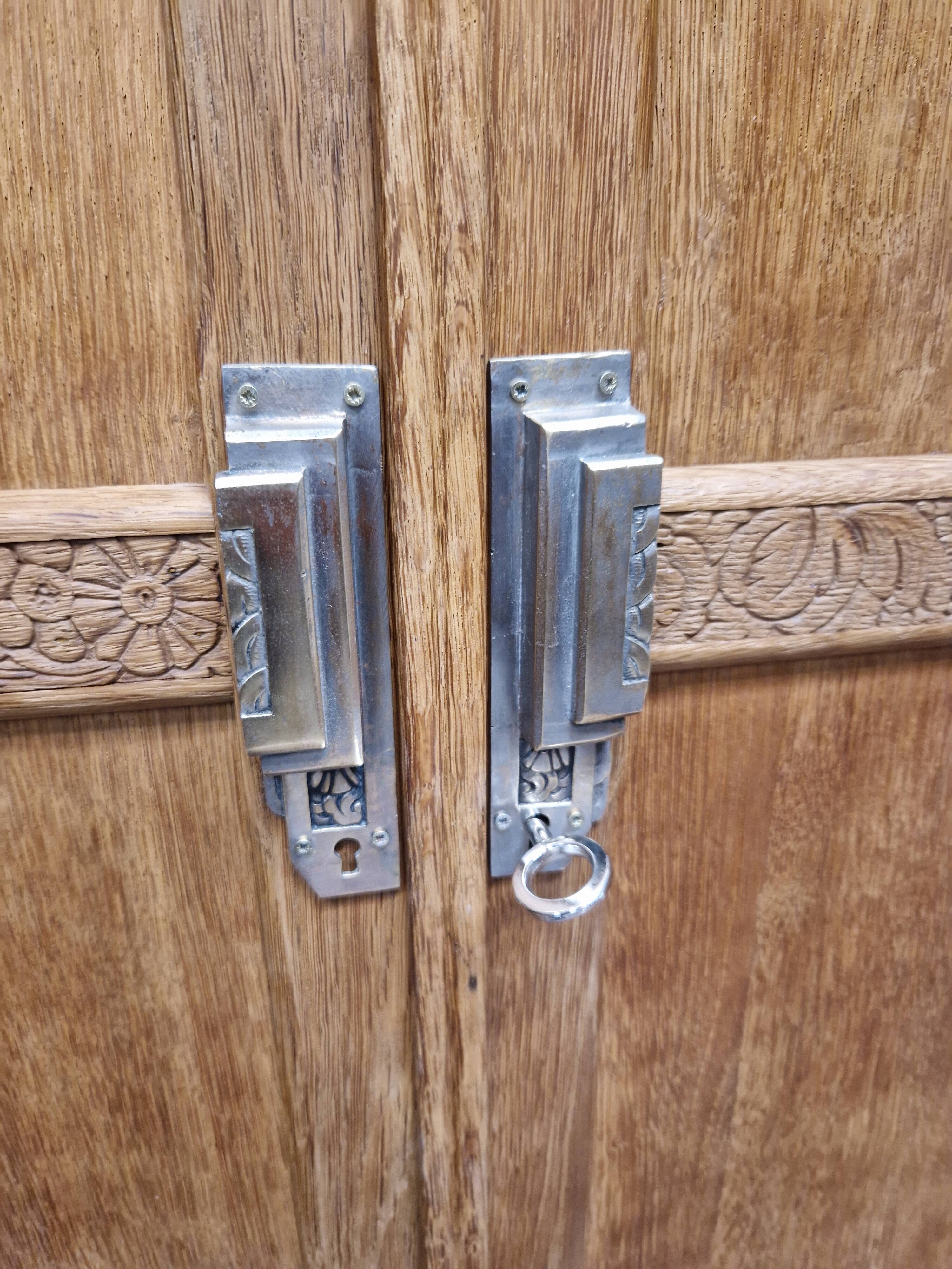 Oak wardrobe 2 doors Art Deco style renovated