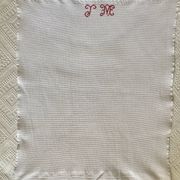 4 antique tea towels - honeycomb - monogrammed JM