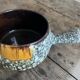 Vallauris ceramic pan – turquoise lava enamel – 1950s/1960s