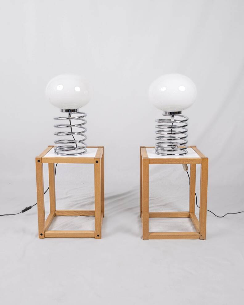 Pair of bedside tables or side tables in the style of André Sornay, France, 1980s.