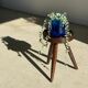 Brown solid wood stool seated circular dug